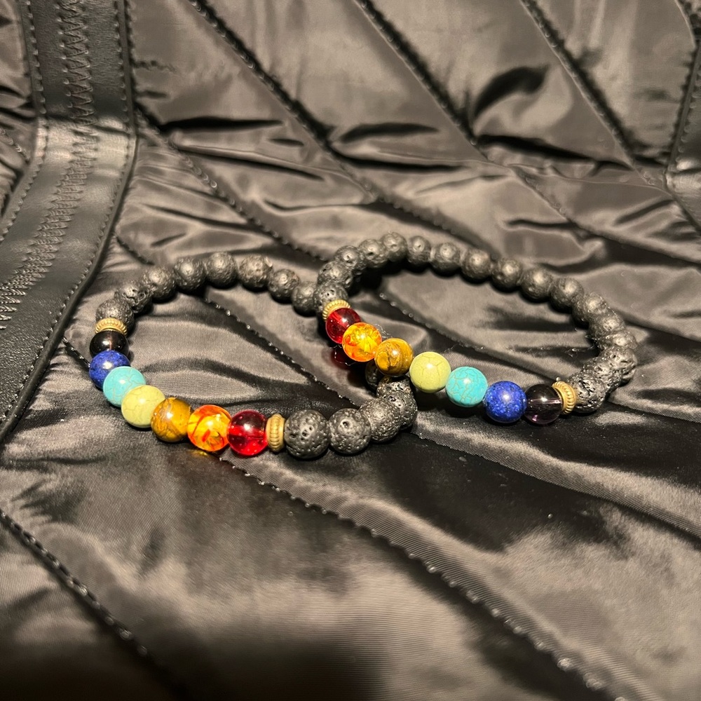 Set Of Lava Stone Beaded Bracelets